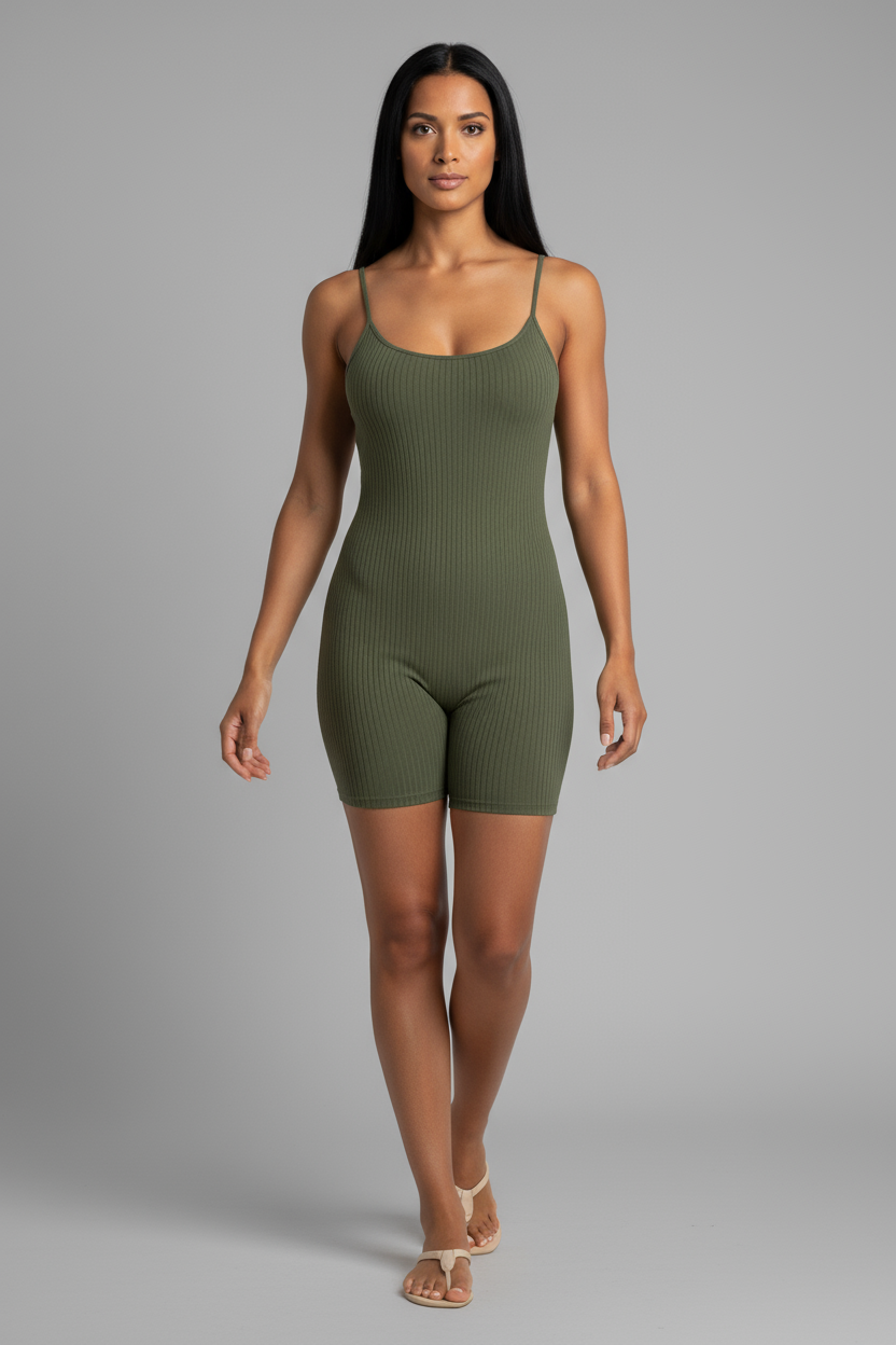 Ribbed Bodycon Romper