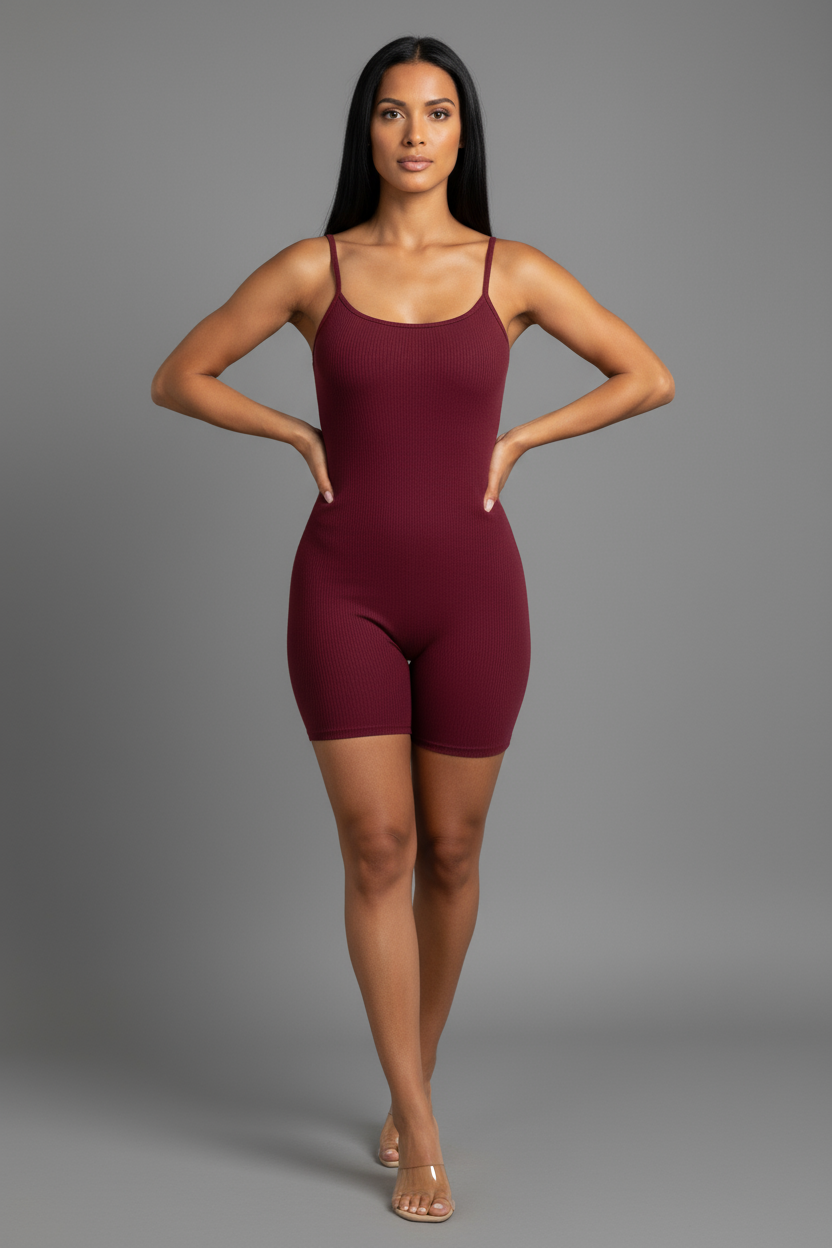 Ribbed Bodycon Romper