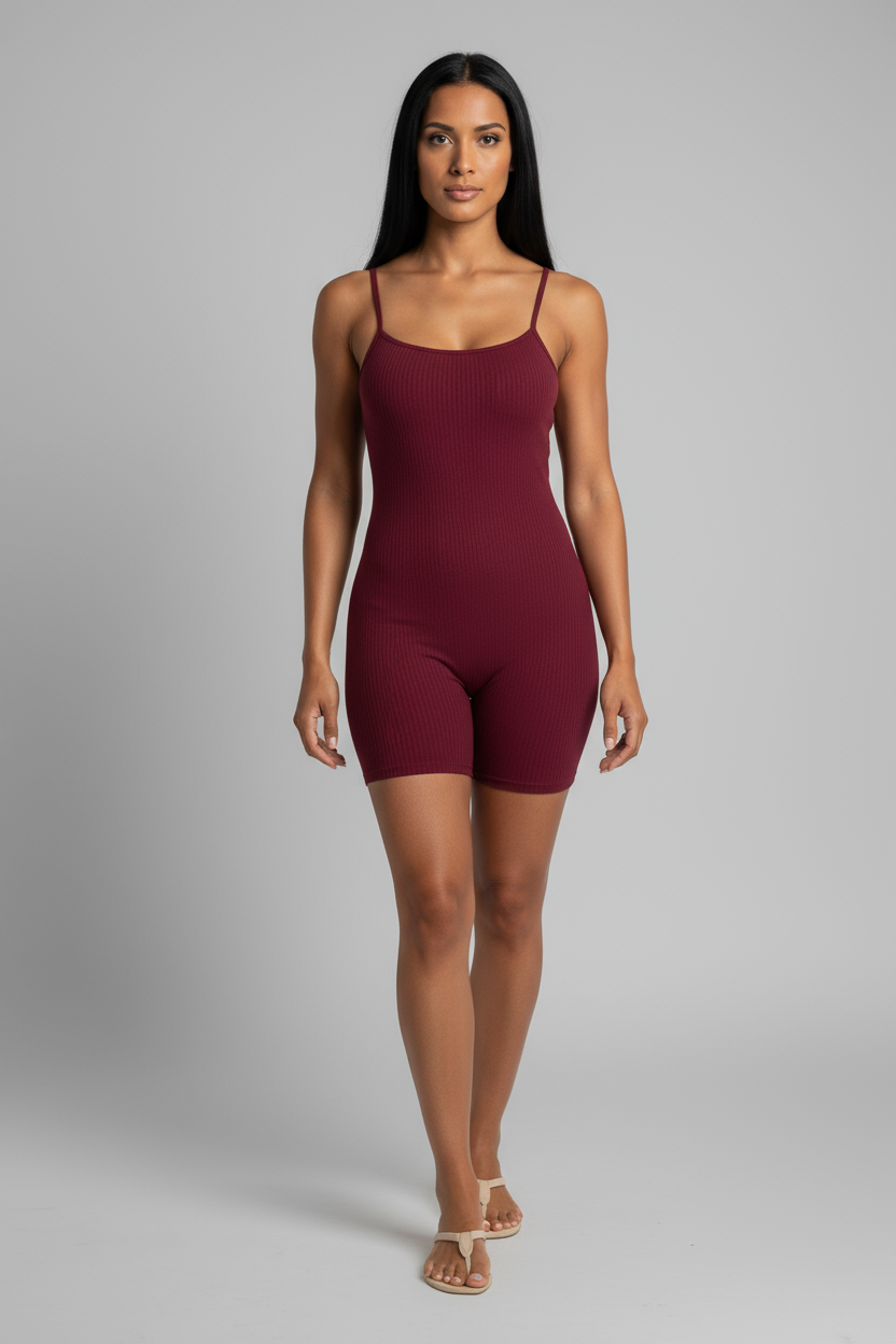 Ribbed Bodycon Romper