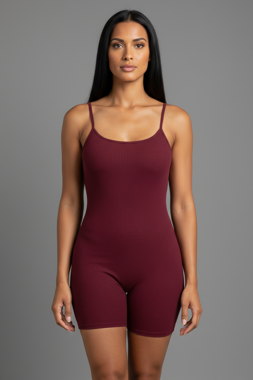 Ribbed Bodycon Romper