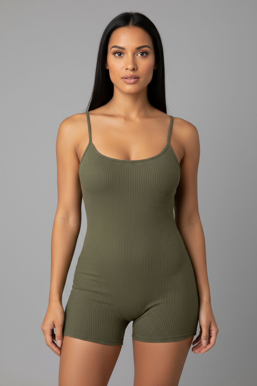 Ribbed Bodycon Romper