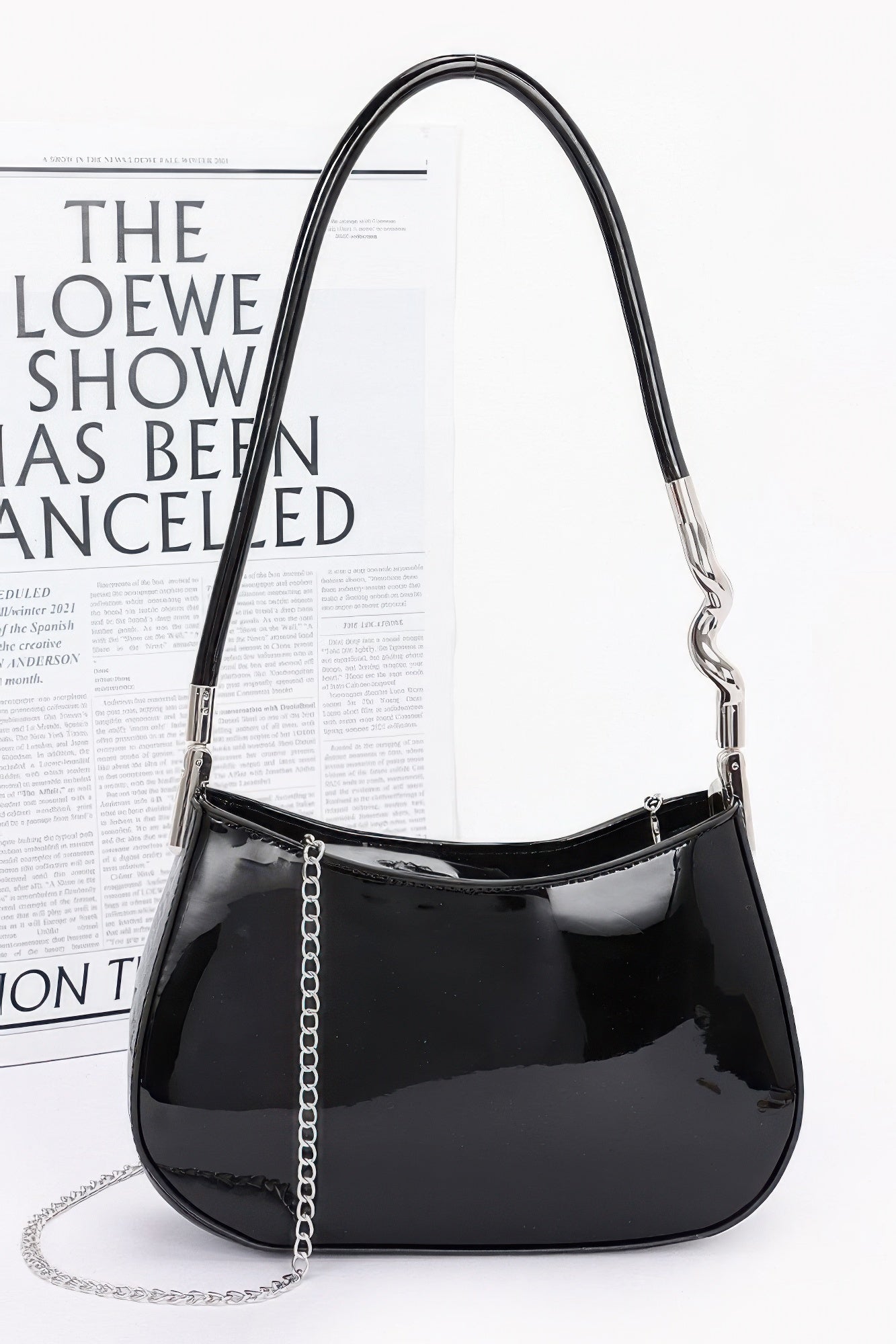 Enamel Shoulder Bag Black