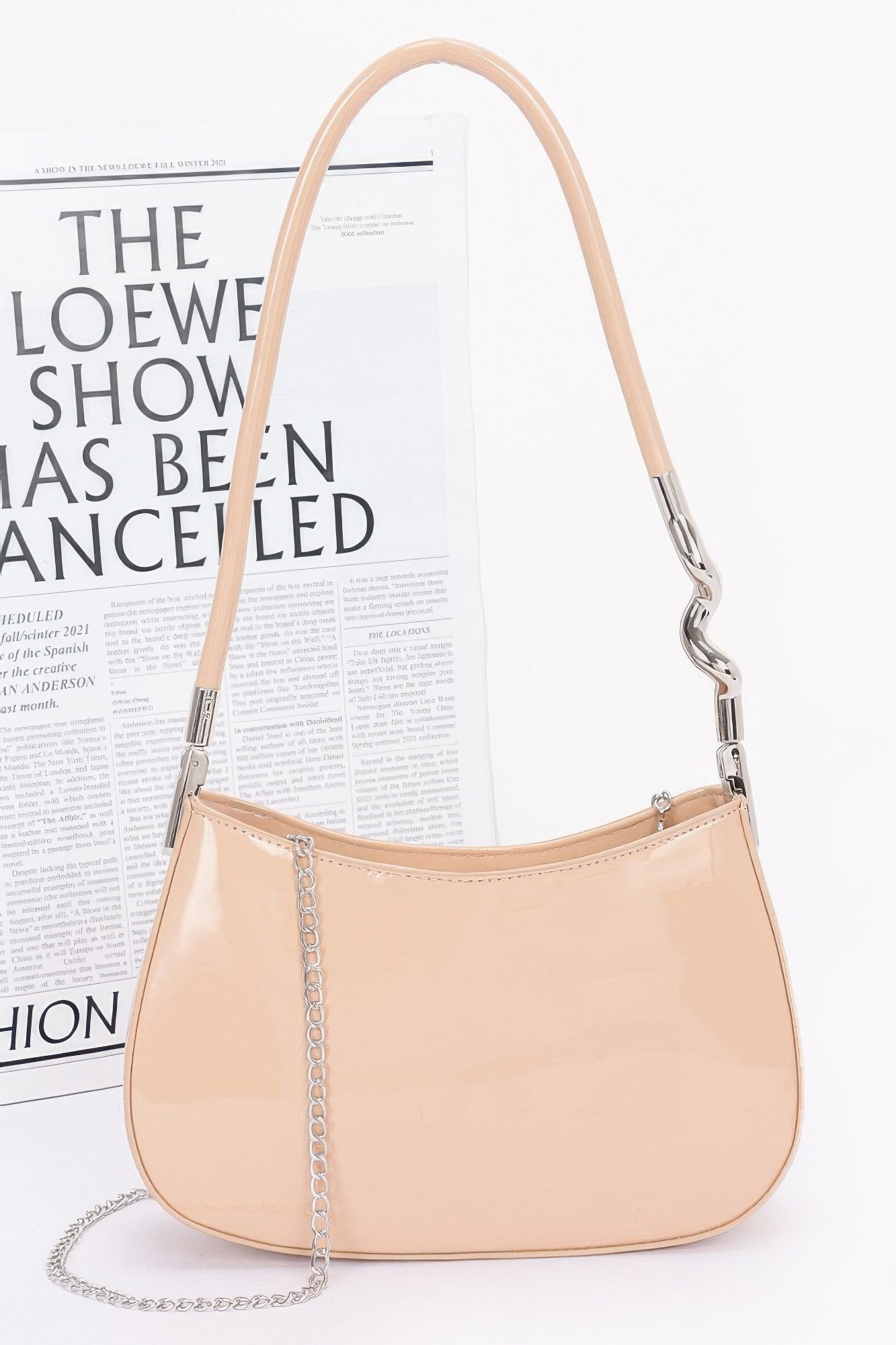 Enamel Shoulder Bag Nude