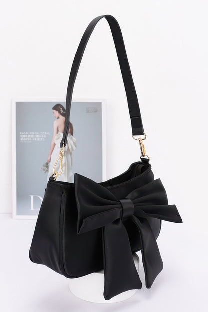 Satin Bow Front Shoulder Bag