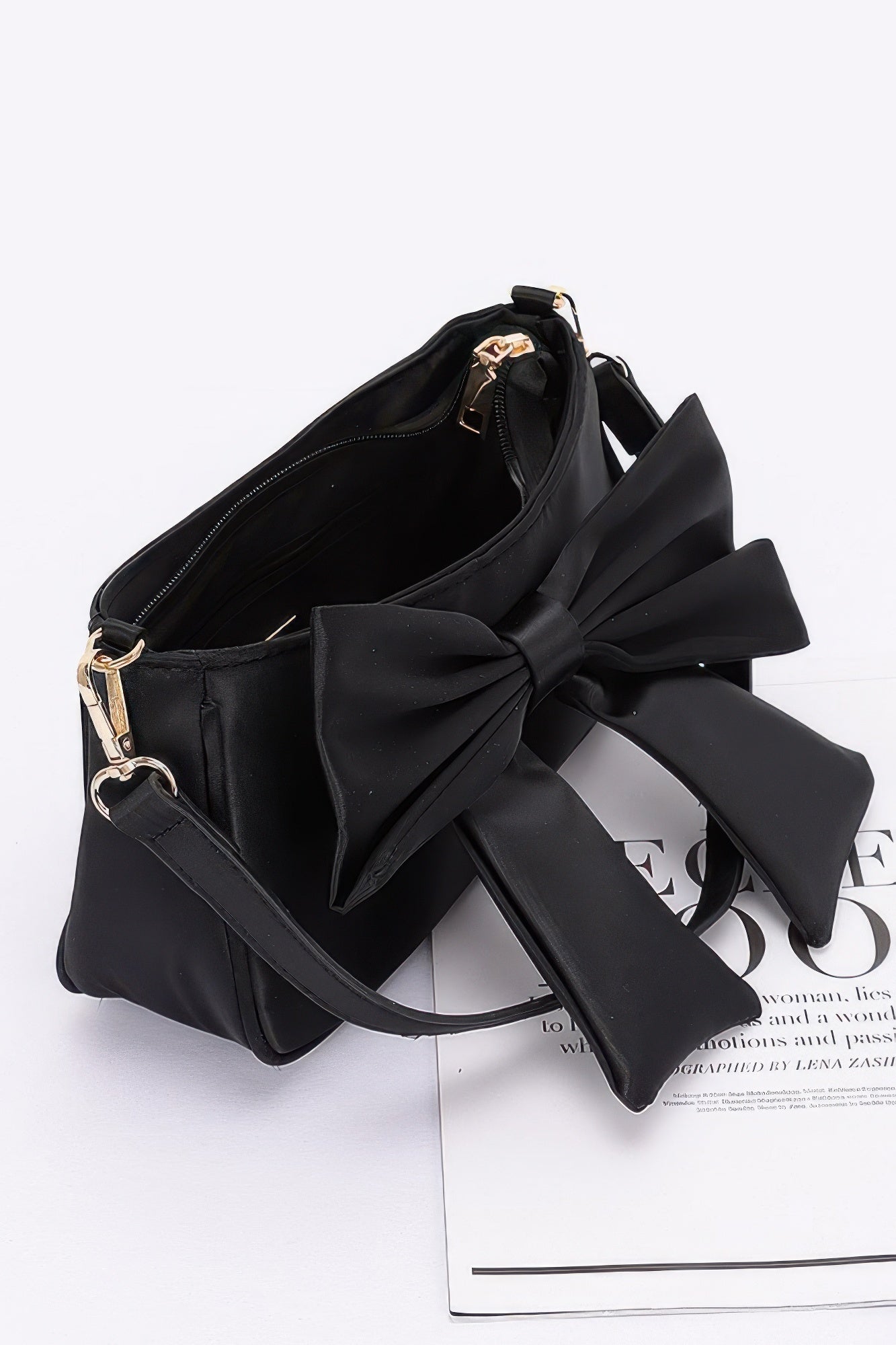 Satin Bow Front Shoulder Bag