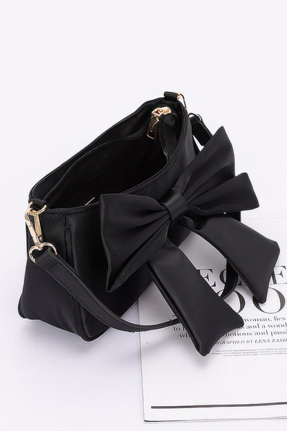 Satin Bow Front Shoulder Bag