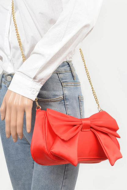 Satin Bow Front Shoulder Bag