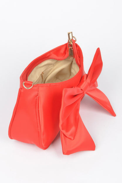 Satin Bow Front Shoulder Bag