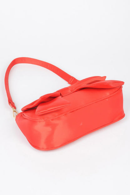 Satin Bow Front Shoulder Bag