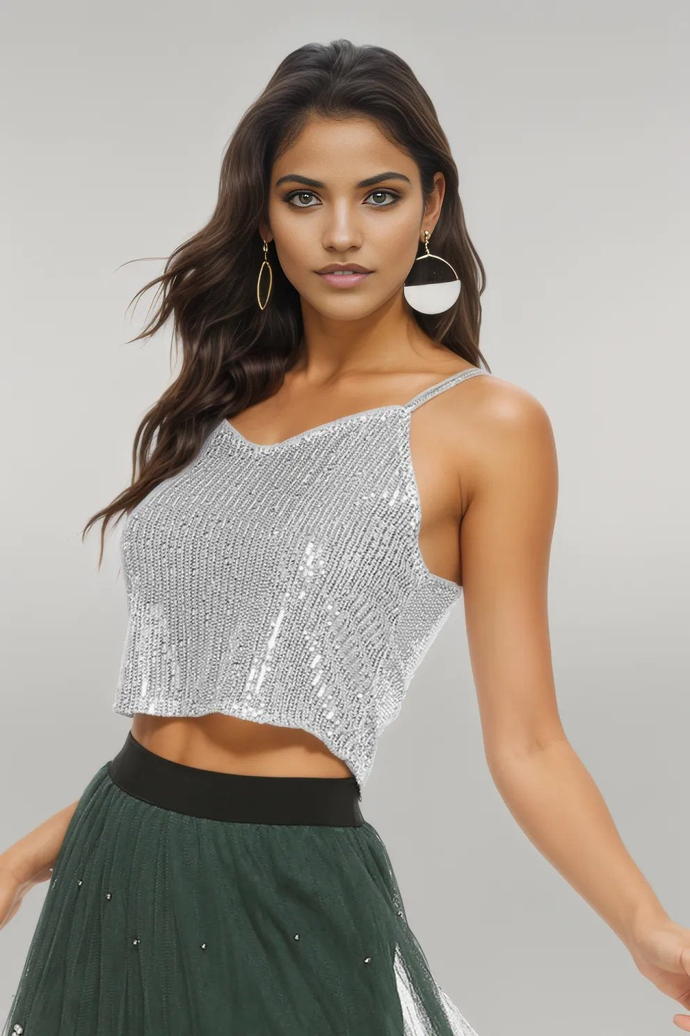 Sequin Cropped Cami