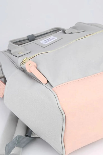 Himawari Contrast Waterproof Canvas Backpack Bag with Side Pockets