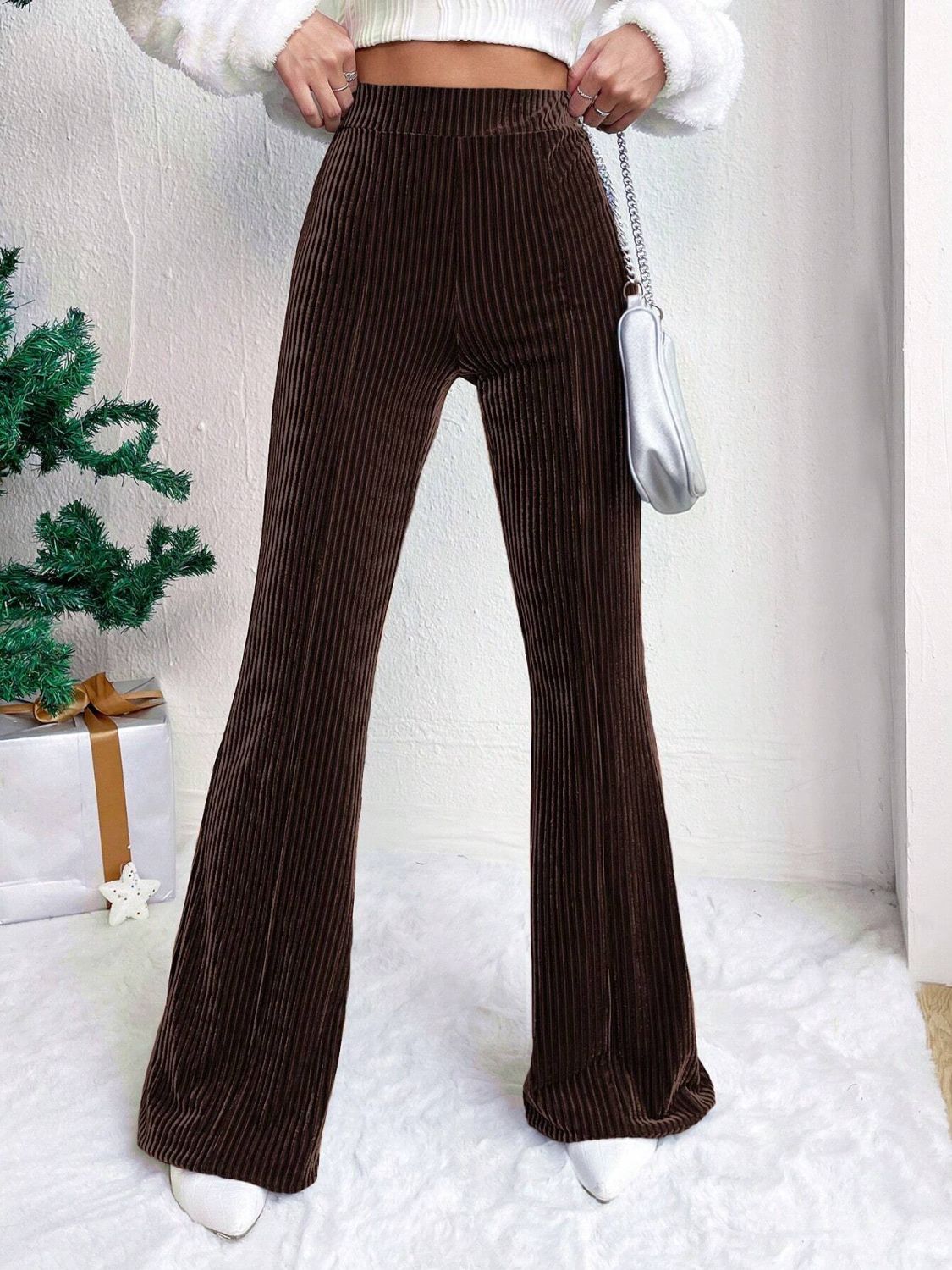 High Waist Flare Pants Chocolate