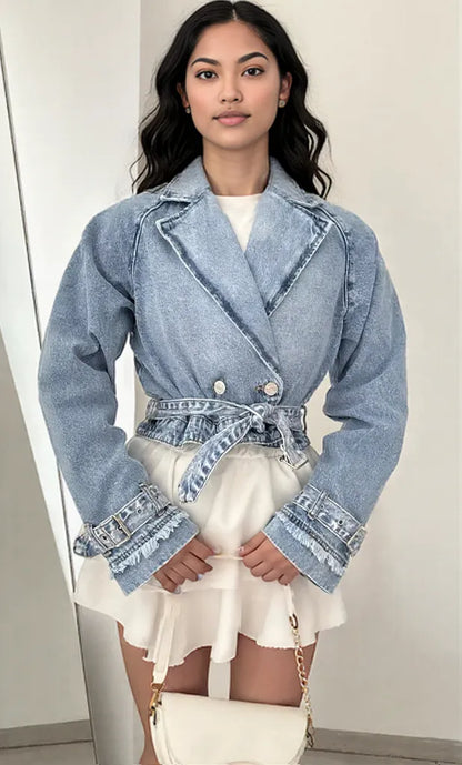 Long Sleeve Crop Denim Jacket