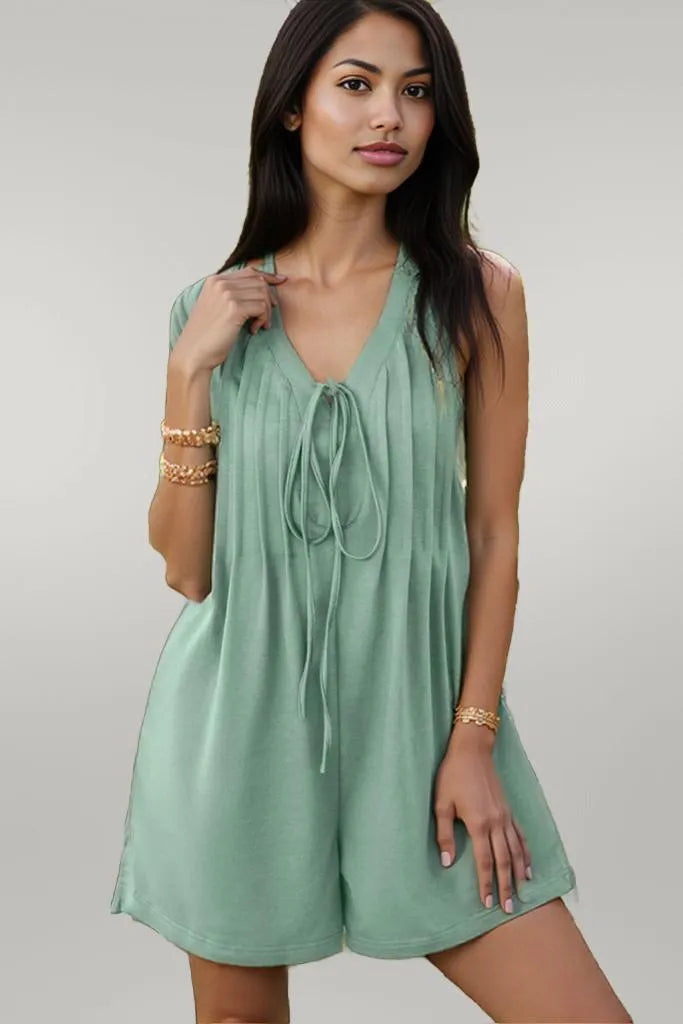 Tie Front Sleeveless Romper