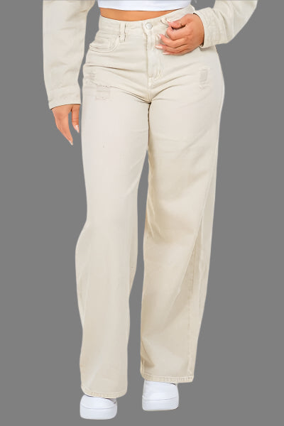 American Bazi High Waist Distressed Wide Leg Jeans