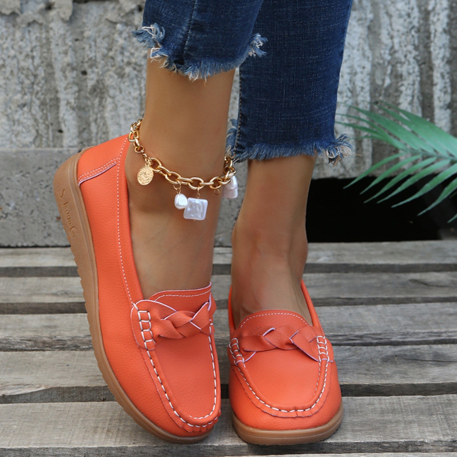 Weave Wedge Heeled Loafers - Shoes & Bags/Crossbody Bags - Trendsi - Orange - Red - 43(US11) - 100500950719713