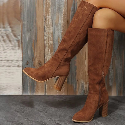 Point Toe Block Heels Boots