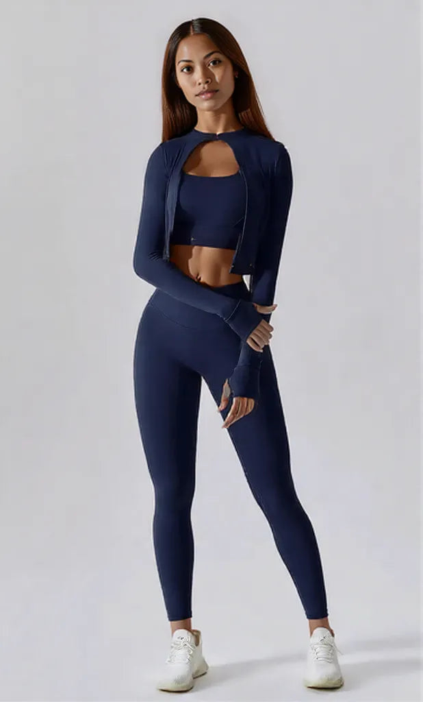 Bra Outerwear and Leggings 3-Piece Active Set Dark Navy