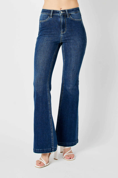 Judy Blue Full Size Hw Angled Side Seam Detail Flare Jeans DK