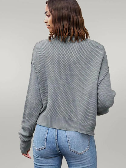 Button Up Dropped Shoulder Cardigan