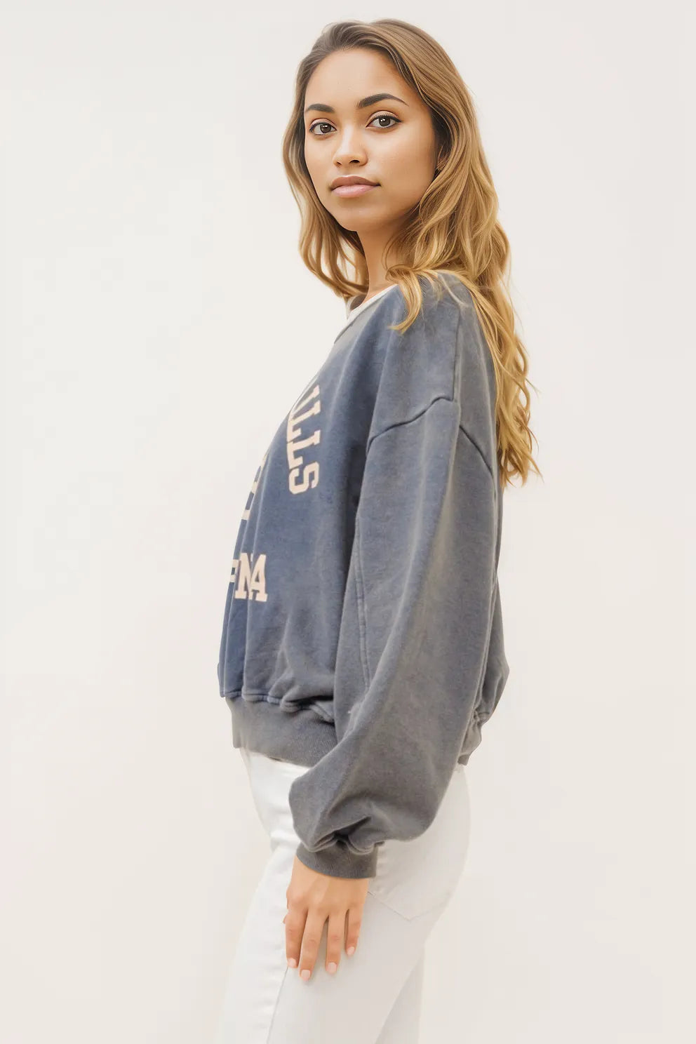 And The Why BEVERLY HILLS 92 CALIFORNIA Contrast Crop Sweatshirt