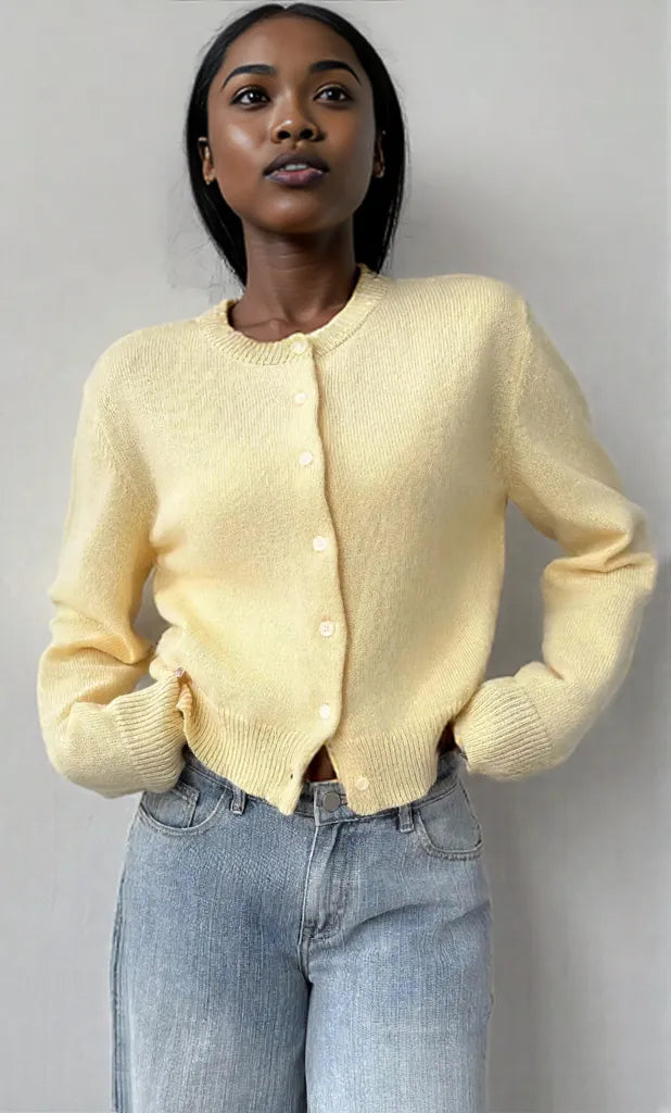 Button-Up Long Sleeve Knit Cardigan