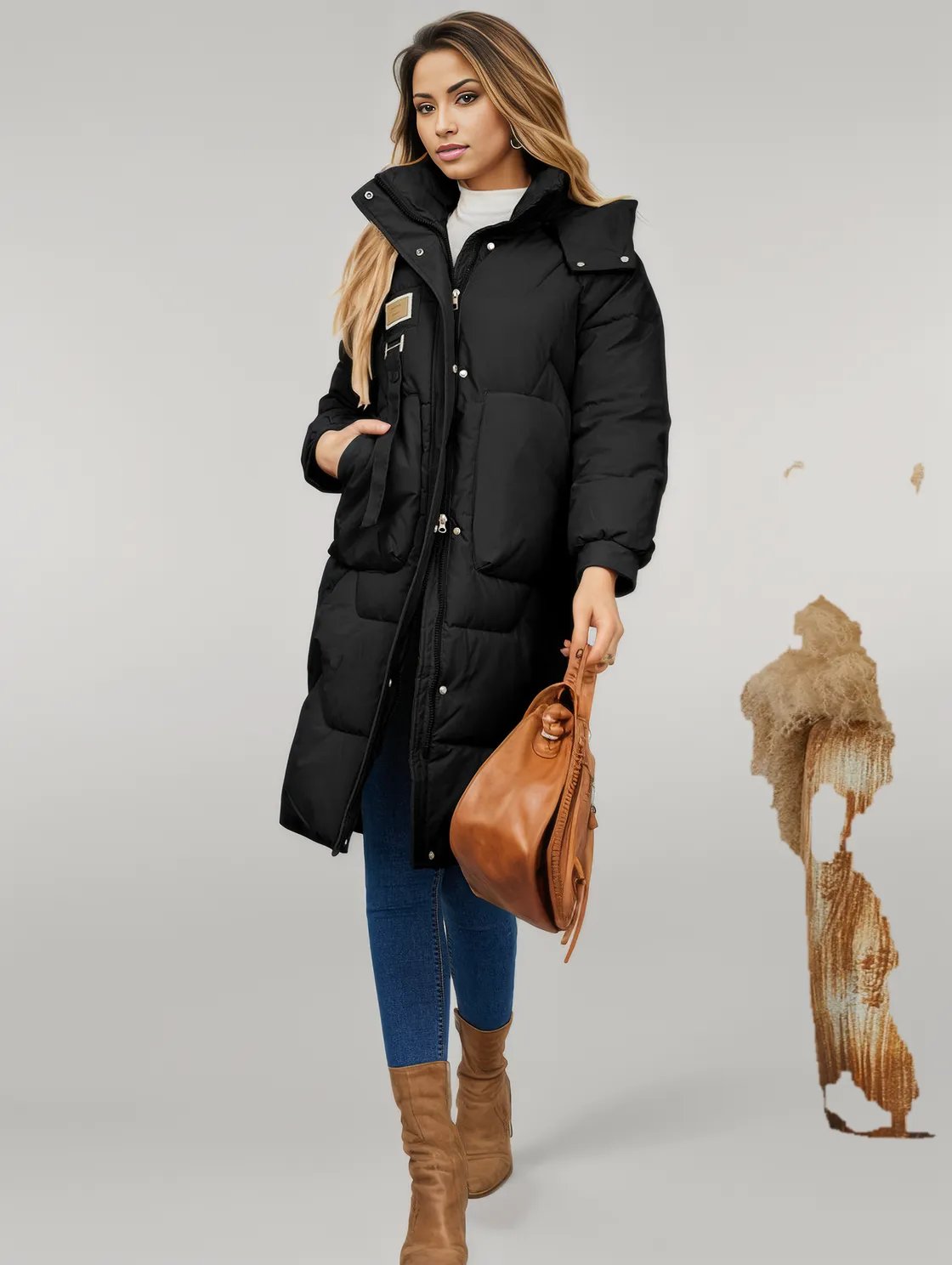 Long Sleeve Longline Hooded Winter Coat