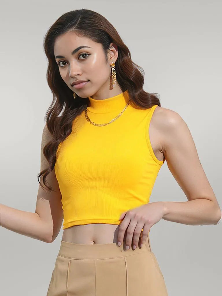 Mock Neck Cropped Tank