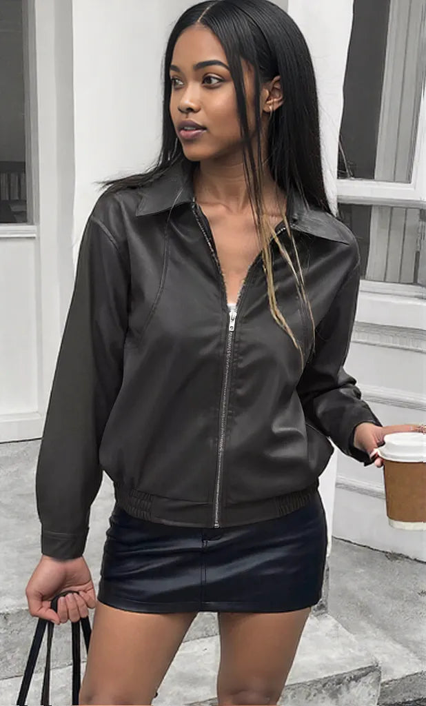 Zip Up Long Sleeve Jacket Black