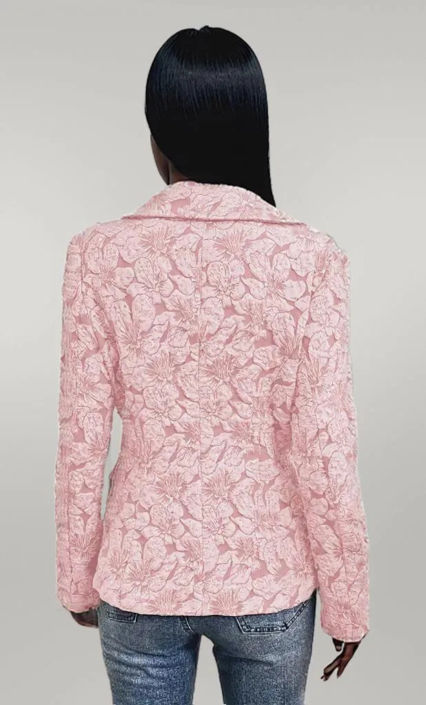Floral Print Single Button Blazer with Pockets