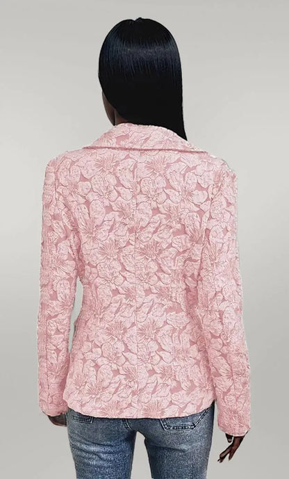 Floral Print Single Button Blazer with Pockets