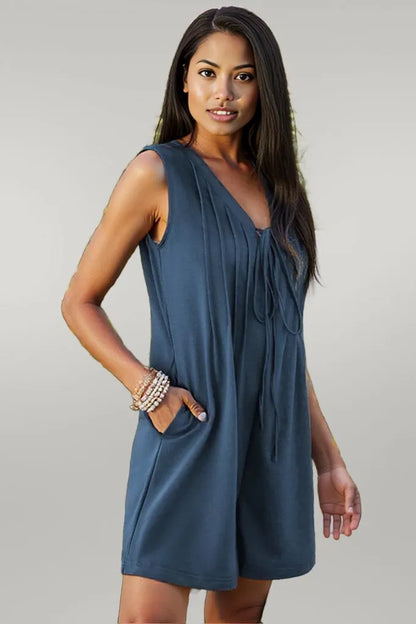Tie Front Sleeveless Romper