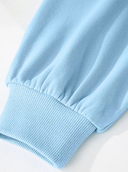 Color Block Snap Buttons Sweatshirt Pastel Blue