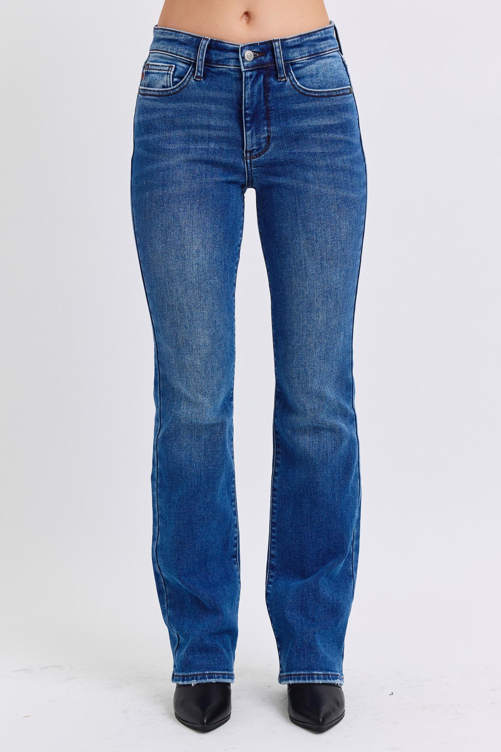 Judy Blue Full Size Run Mid-Rise Bootcut Jeans with Thermal Lining Dark