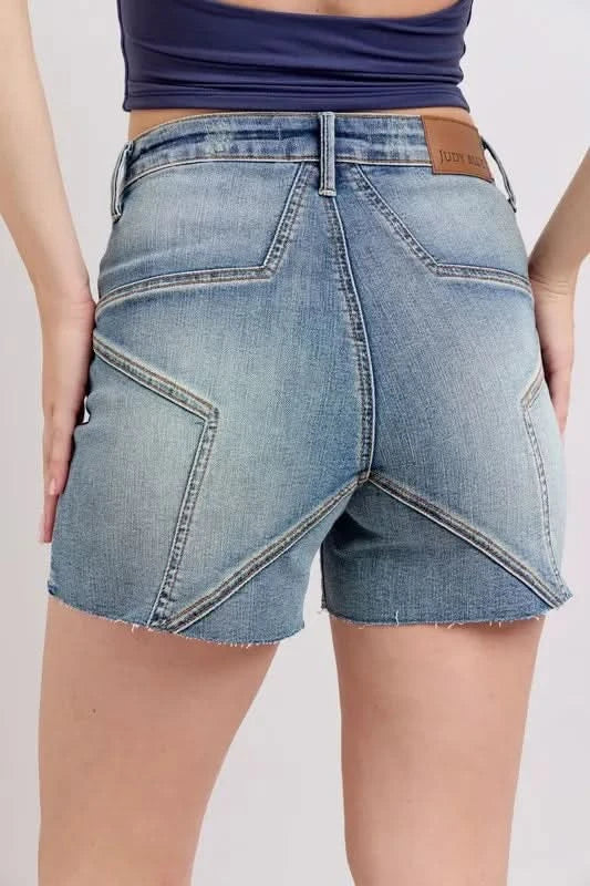 Judy Blue Full Size High Waist Star Seam Detail Denim Shorts