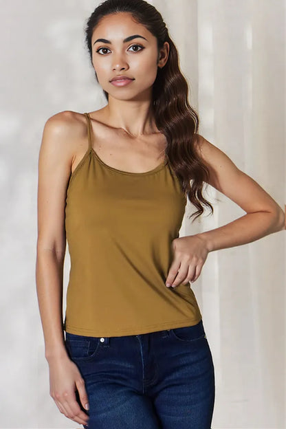 Basic Bae Full Size Round Neck Slim Cami Camel