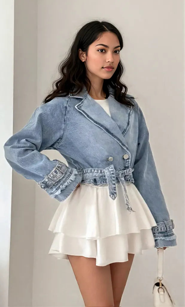 Long Sleeve Crop Denim Jacket