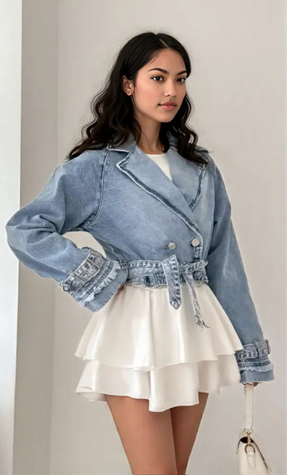 Long Sleeve Crop Denim Jacket