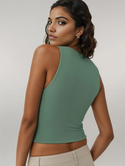 Round Neck Cropped Tank