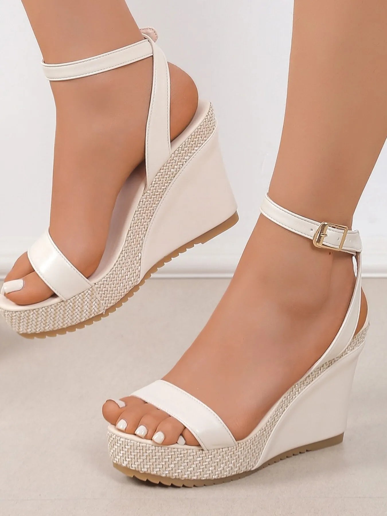 Platform Wedge Sandals with Ankle Strap