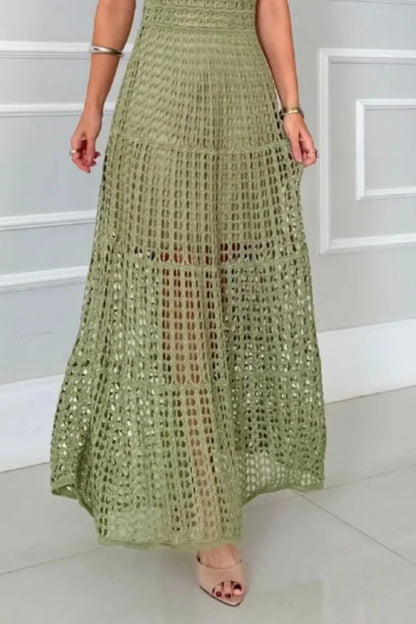 Hollowed-Out Sleeveless Maxi Dress