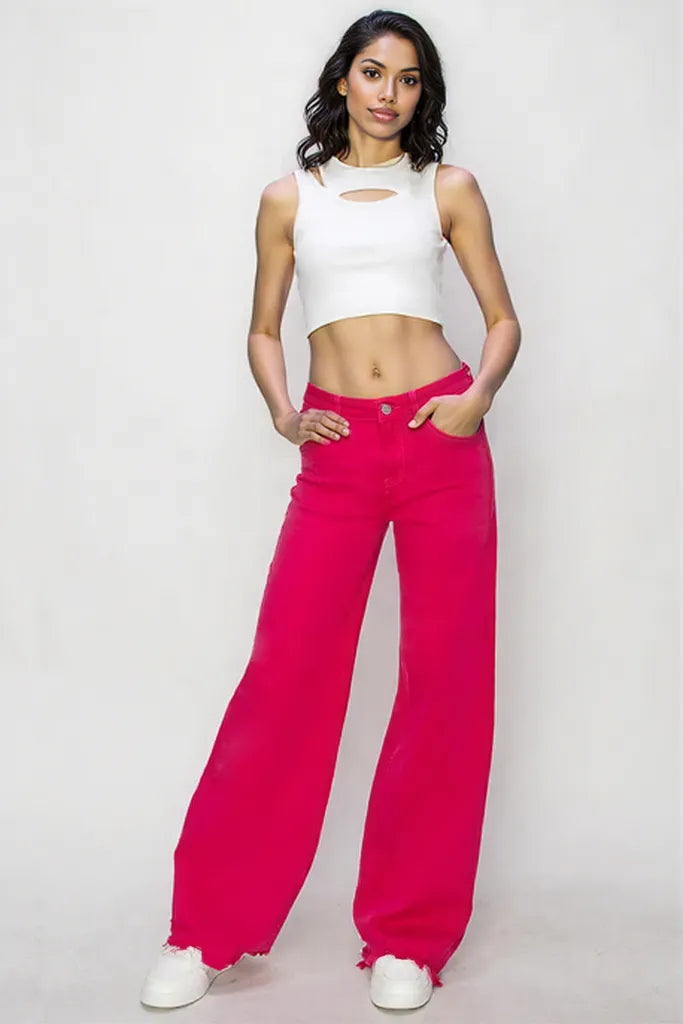 RISEN High Rise Wide Leg Jeans