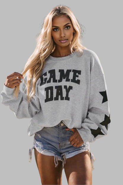 Black Game Day Graphic Rugby Football Season Sweatshirt