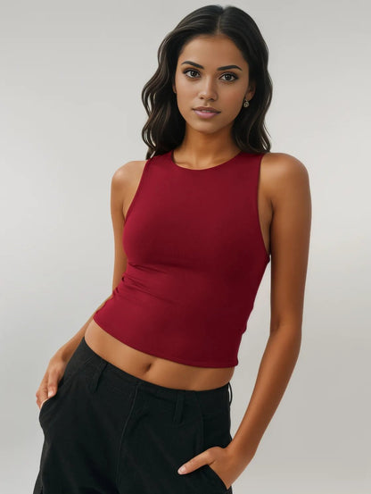 Round Neck Cropped Tank