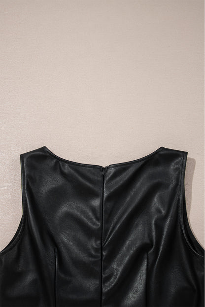 Wild Ginger Vegan Leather Sleeveless Mini Dress