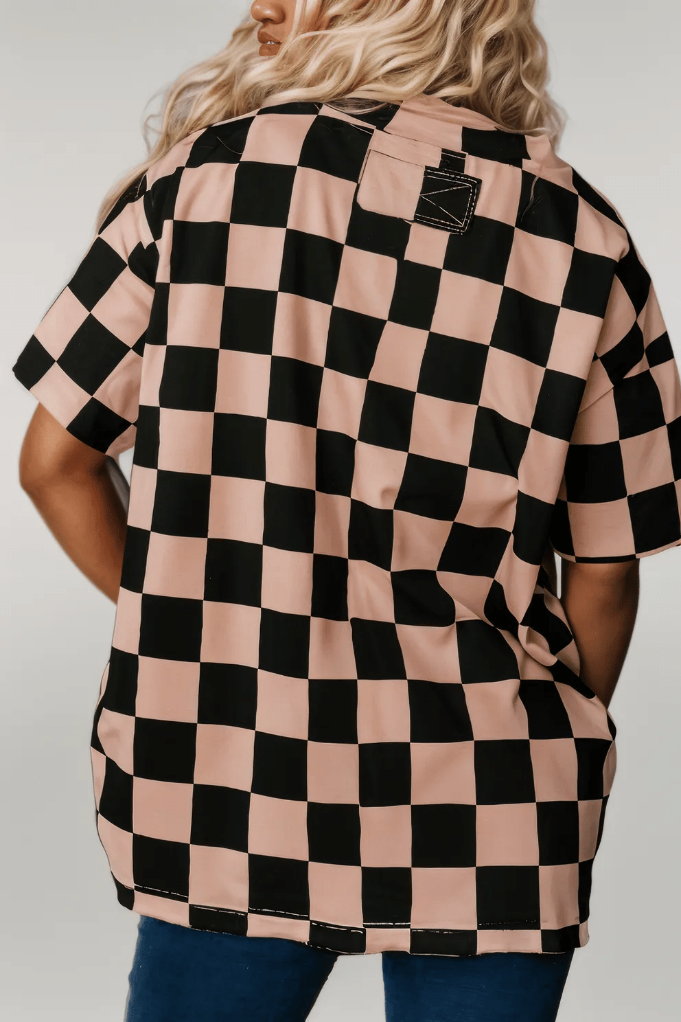 Light French Beige Checkmate Boyfriend Casual Tee