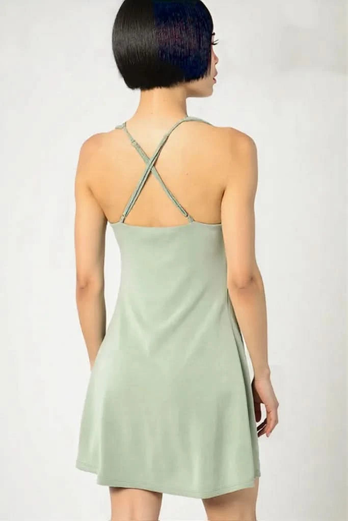 Umgee Crisscross Square Neck Active Dress