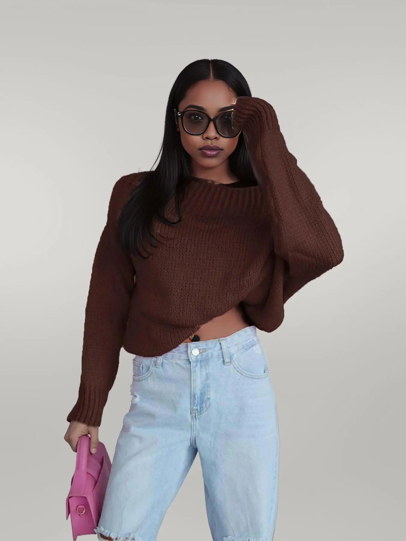 Boat Neck Drop Shoulder Sweater