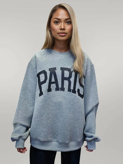 Basic Bae PARIS Round Neck Long Sleeve Air Scuba Sweatshirt