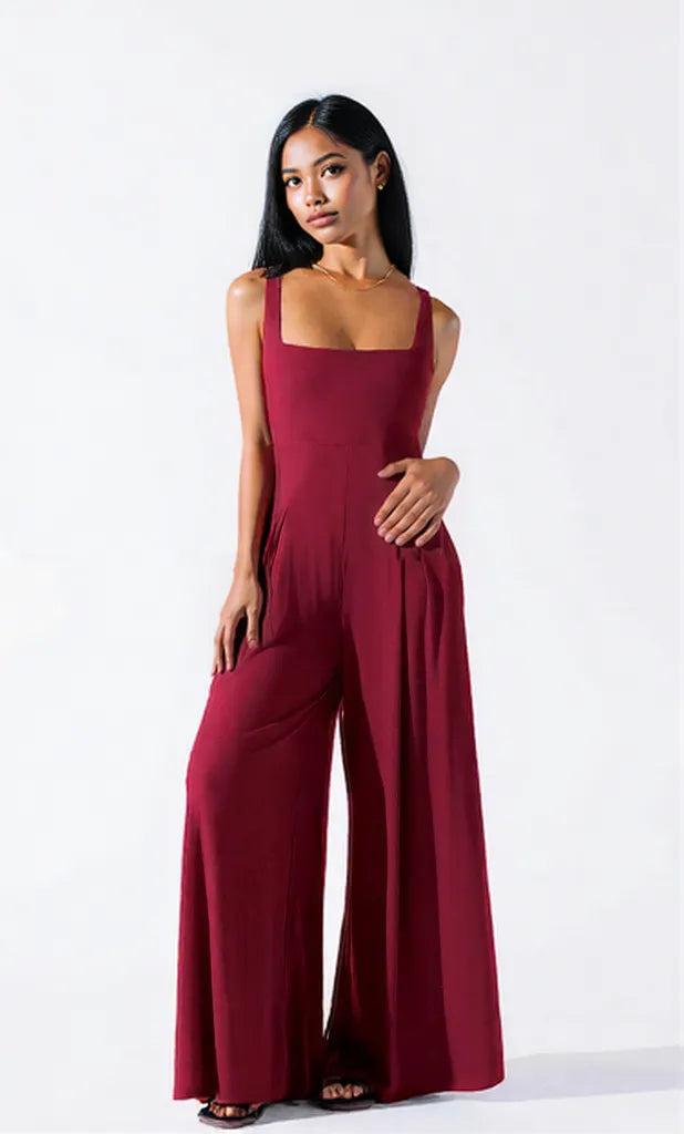 Square Neck Wide Strap Jumpsuit